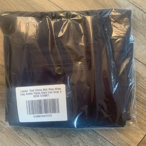 NWT LANDS' END CHINO MID RISE WIDE LEG ANKLE PANTS DARK IRON GRAY 4 - Picture 3 of 5